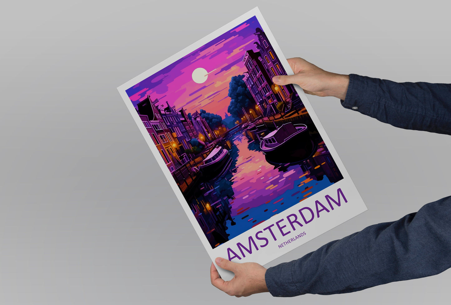 Amsterdam Travel Print Wall Art Amsterdam Wall Hanging Home Décor Amsterdam Gift Art Lovers Netherlands Art Lover Gift Amsterdam Decor