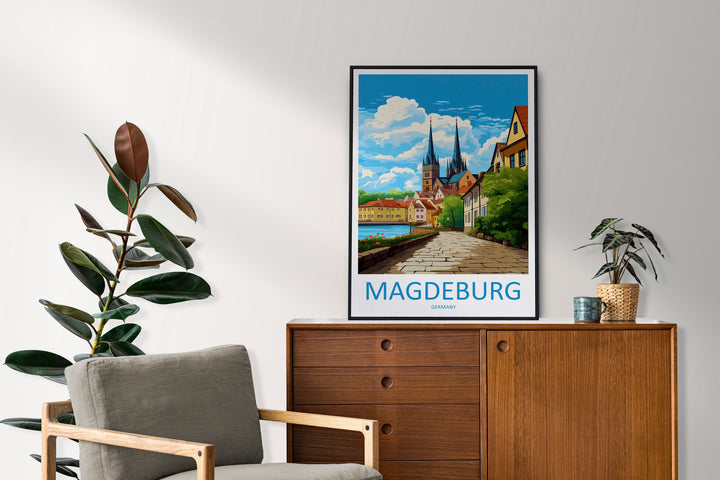 Magdeburg Travel Print Wall Art Magdeburg Wall Hanging Home Decoration Magdeburg Gift Art Lovers Wall Art Print Art Magdeburg Germany Poster