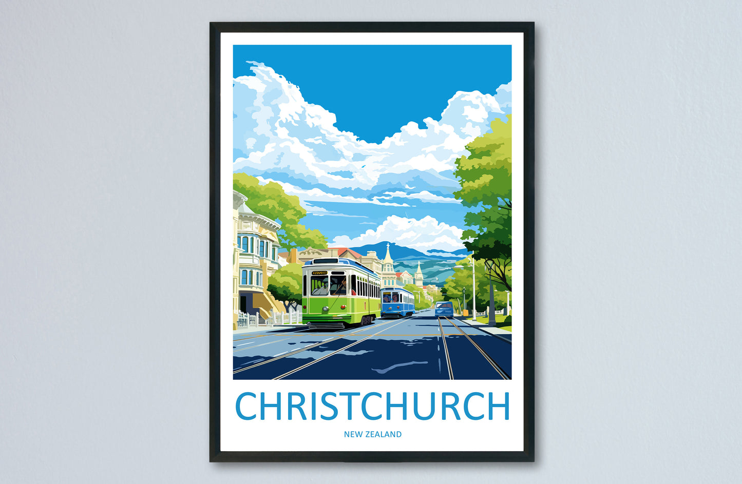 Christchurch Travel Print Wall Art Christchurch Wall Hanging Home Décor Christchurch Gift Art Lovers New Zealand Art Lover Gift