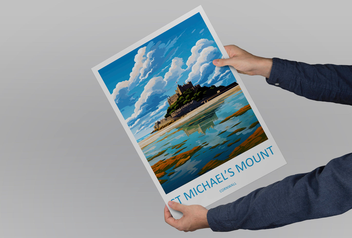 St Michaels Mount Travel Print Wall Art St Michaels Mount Wall Hanging Home Décor St Michaels Mount Gift Art Lovers Cornwall Art Lover Gift