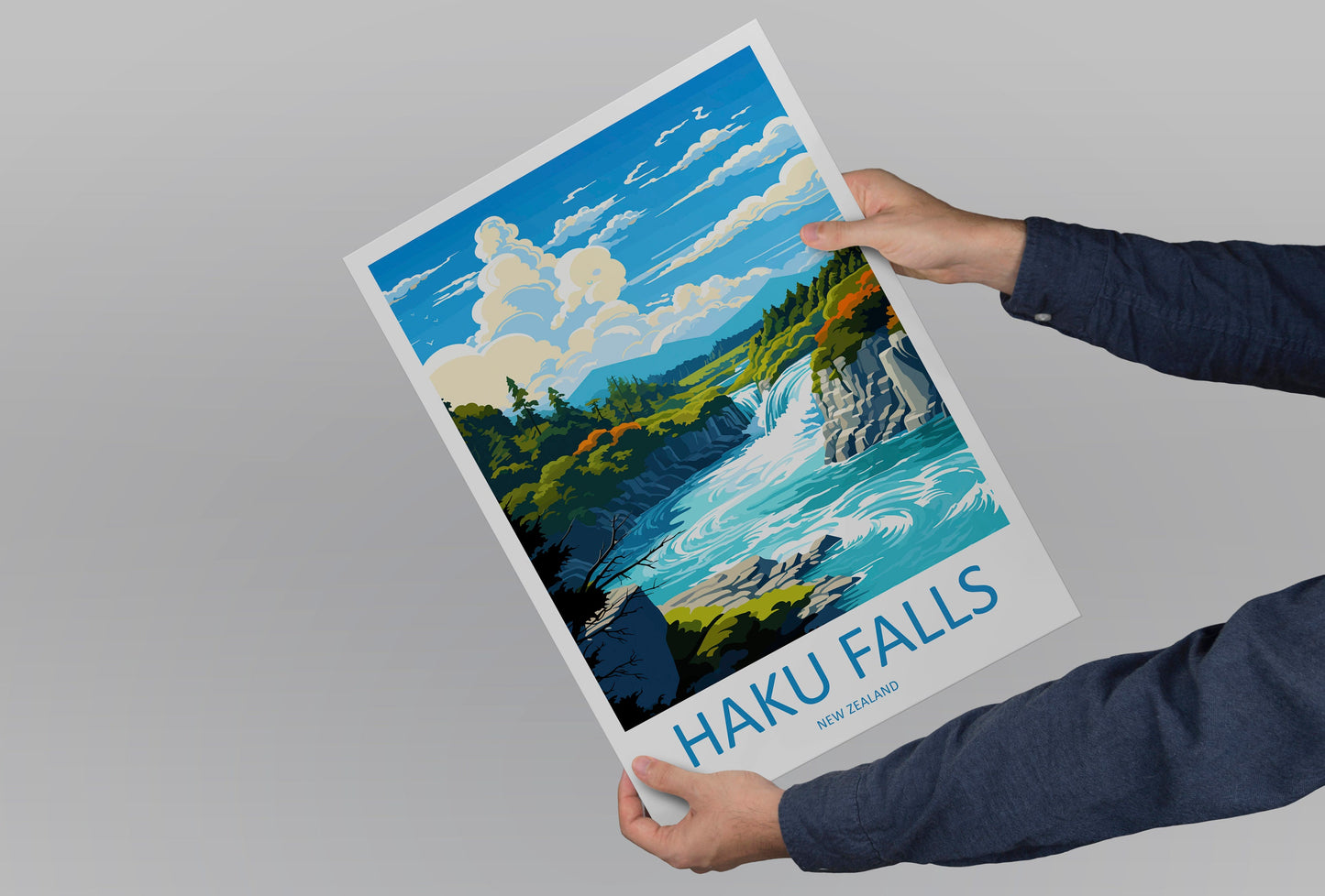 Haku Falls Travel Print Wall Art Haku Falls Wall Hanging Home Décor Haku Falls Gift Art Lovers New Zealand Art Lover Gift