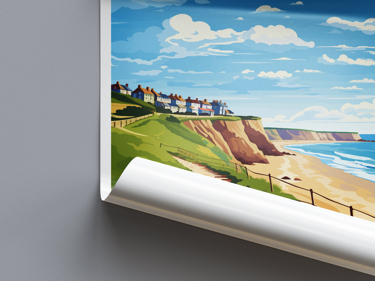 Filey Travel Print Wall Art Filey Wall Hanging Home Décor Filey Gift Art Lovers England Art Lover Gift Print Artwork Yorkshire Artwork