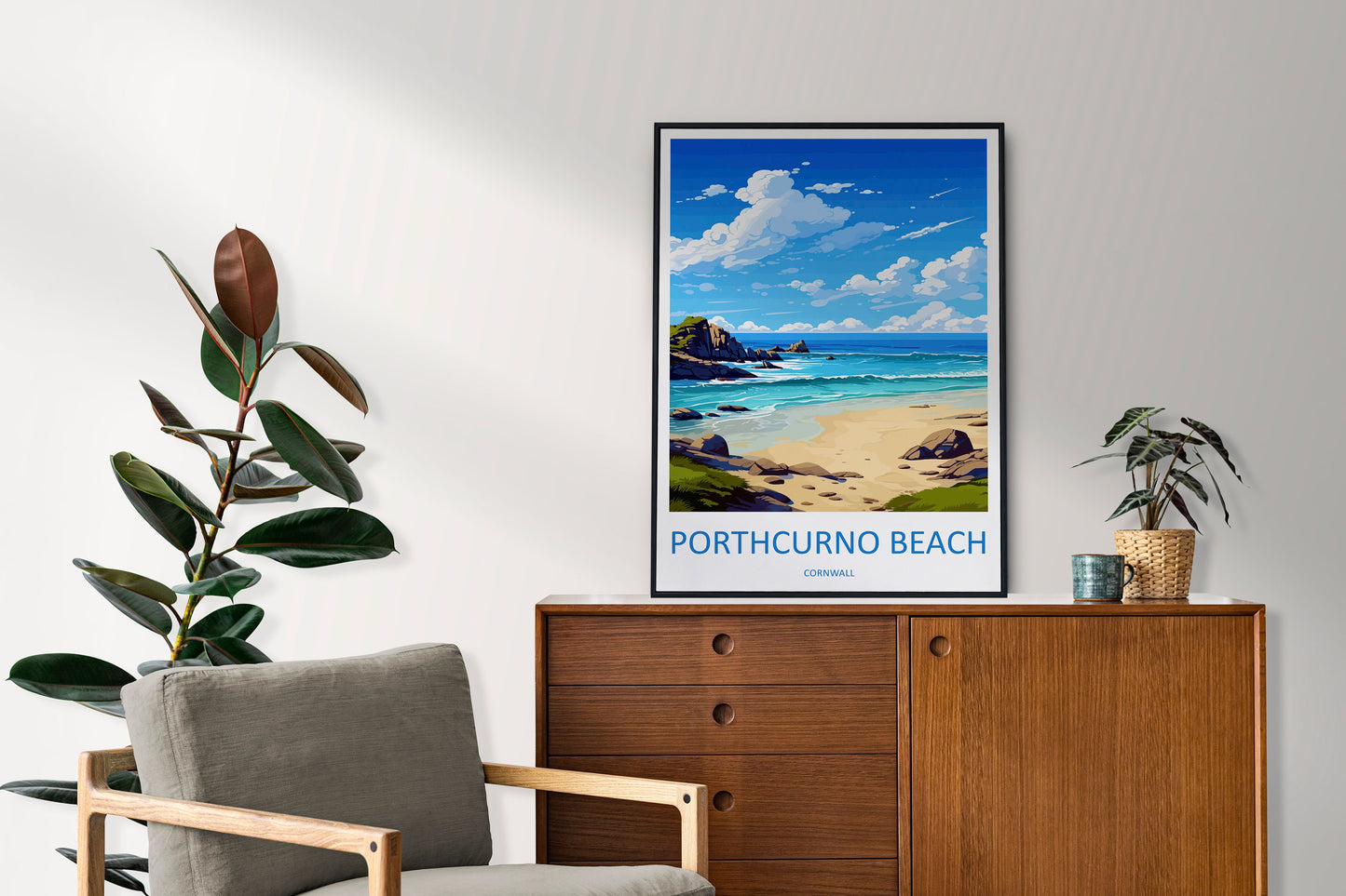 Porthcurno Beach Travel Print Wall Art Porthcurno Wall Hanging Home Décor Porthcurno Gift Art Lovers Cornwall Art Porthcurno Wall Art