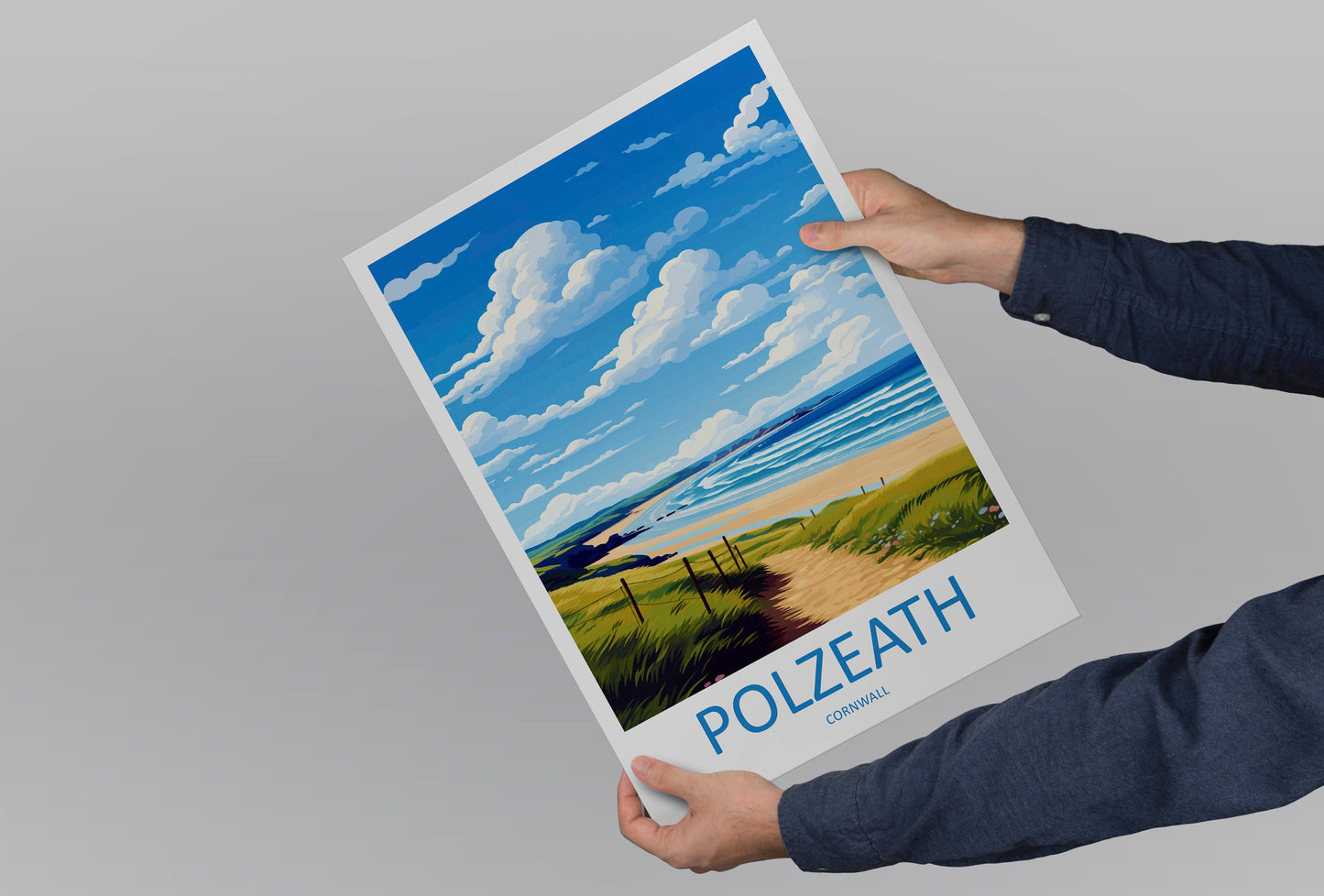 Polzeath Travel Print Wall Art Polzeath Wall Hanging Home Décor Polzeath Gift Art Lovers Cornwall Art Polzeath Wall Art Poster