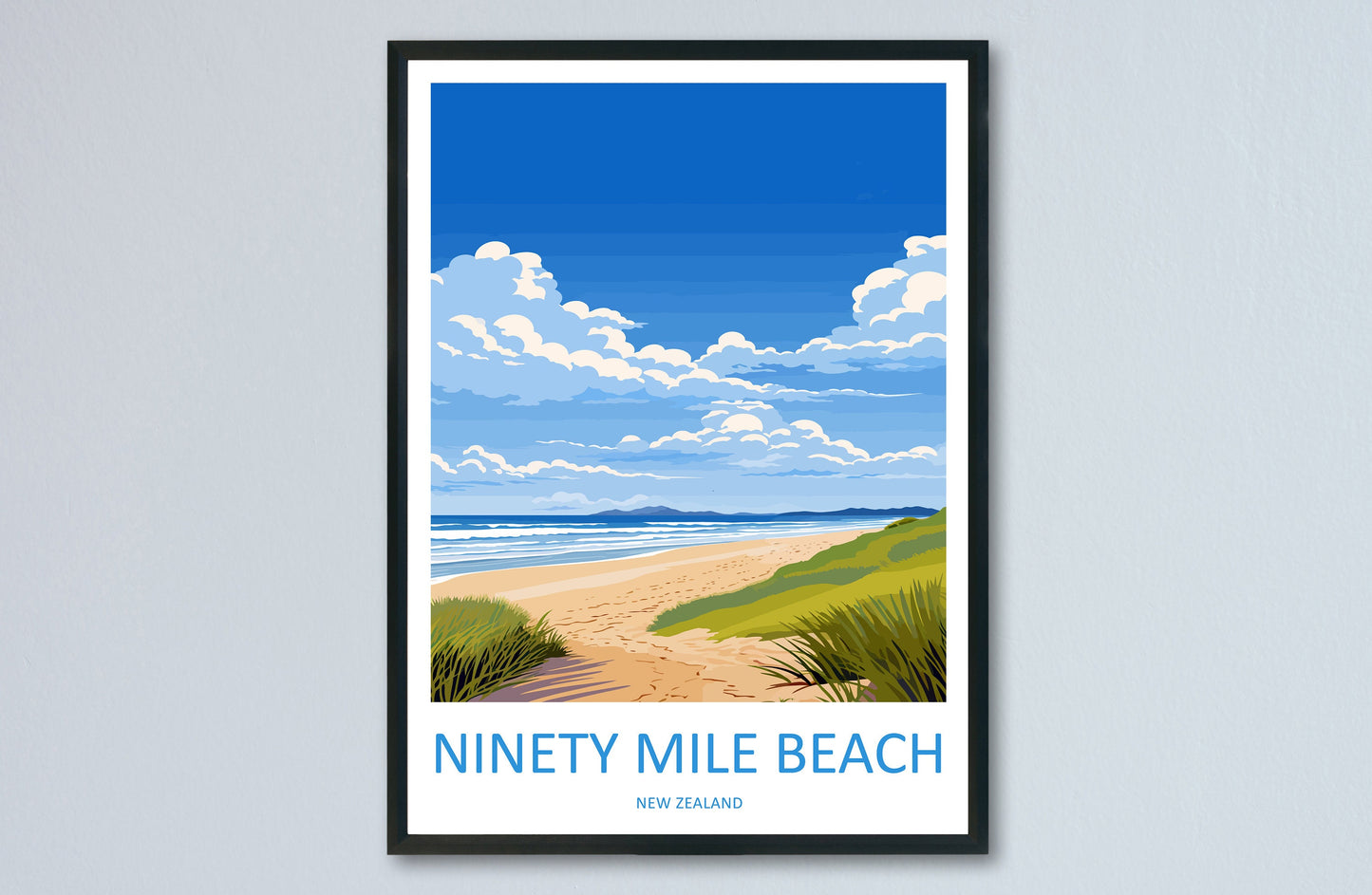 Ninety Mile Beach Travel Print Wall Art Ninety Mile Beach Wall Hanging Home Décor Ninety Mile Beach Gift Art Lovers New Zealand Travel Print
