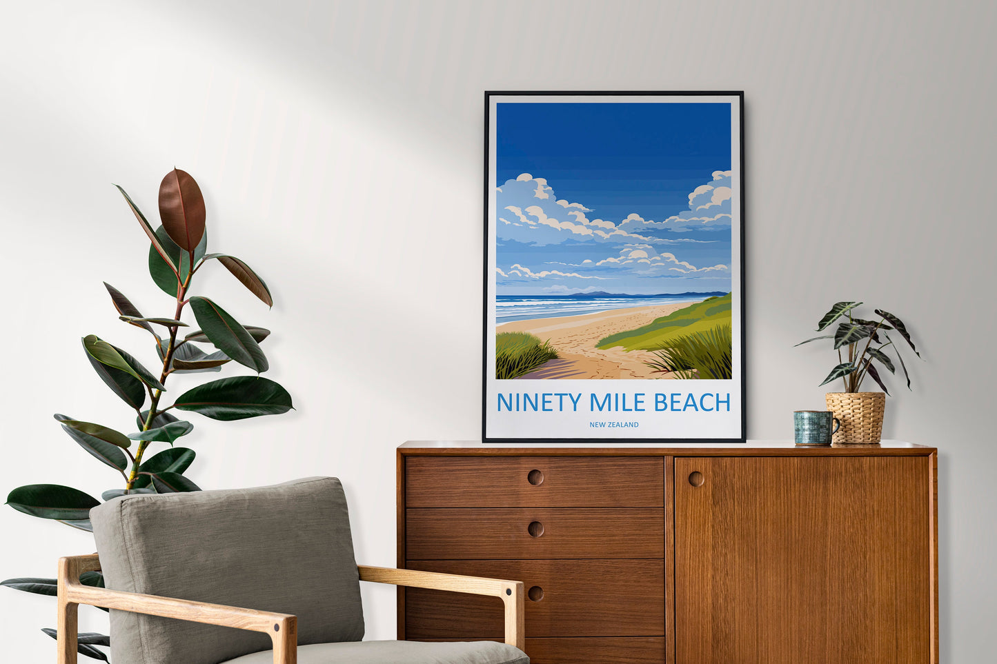 Ninety Mile Beach Travel Print Wall Art Ninety Mile Beach Wall Hanging Home Décor Ninety Mile Beach Gift Art Lovers New Zealand Travel Print