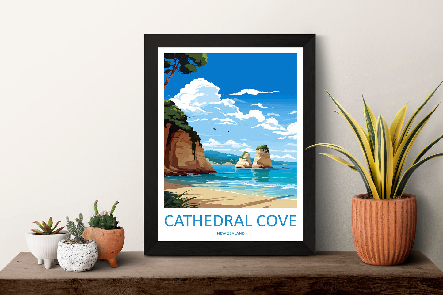 Cathedral Cove Travel Print Wall Art Cathedral Cove Wall Hanging Home Décor Cathedral Cove Gift Art Lovers New Zealand Travel Print