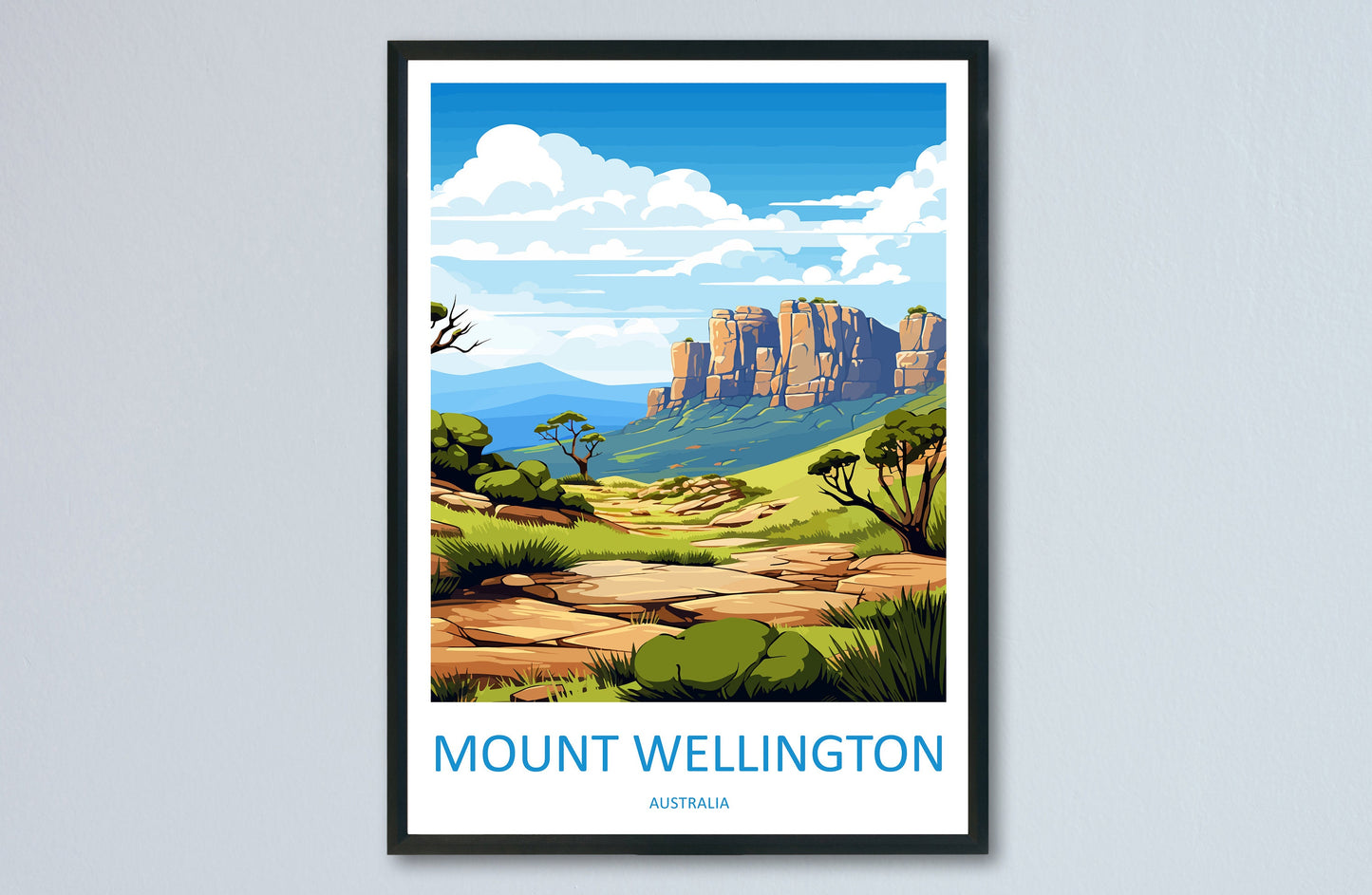 Mount Wellington Travel Print Wall Art Mount Wellington Wall Hanging Home Décor Mount Wellington Gift Art Lovers Wall Art Australia Poster