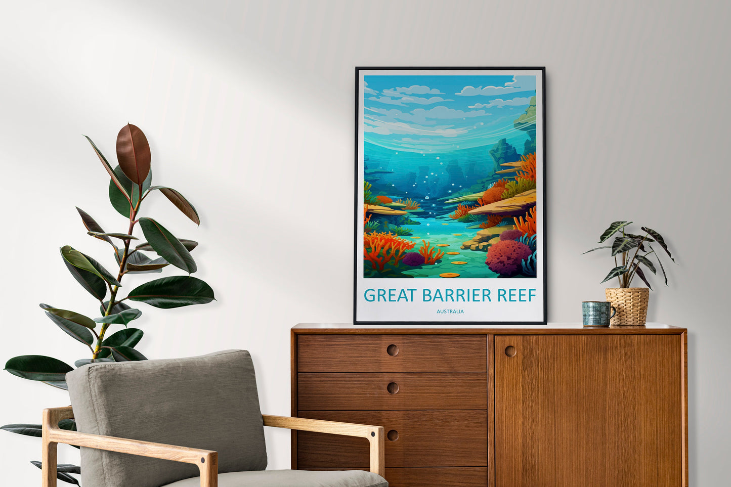 Great Barrier Reef Travel Print Wall Art Great Barrier Reef Wall Hanging Home Décor Great Barrier Reef Gift Art Lovers Wall Art Australia