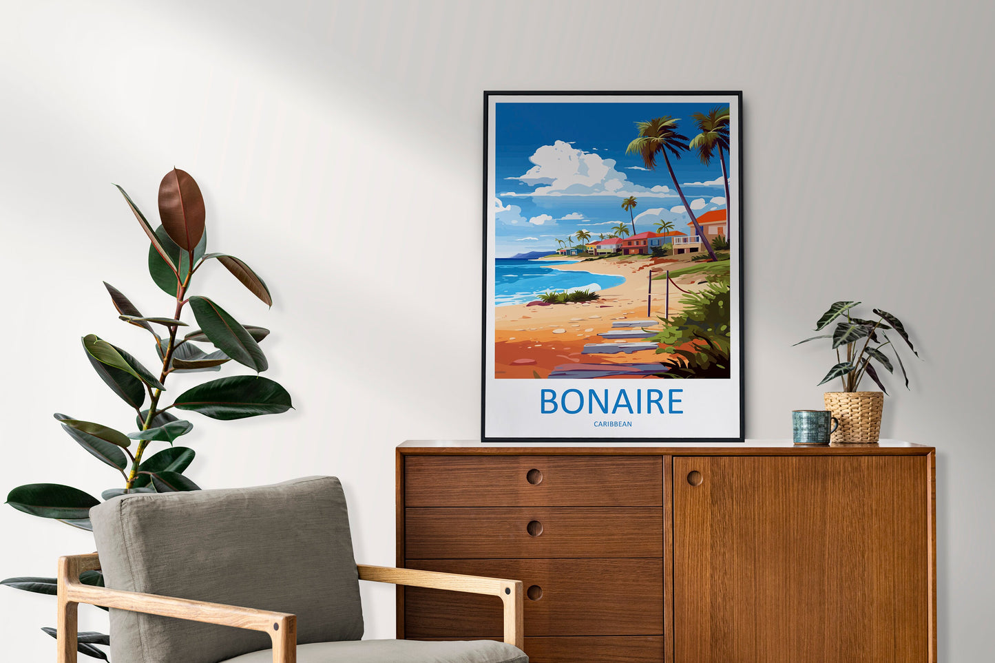 Bonaire Travel Print Wall Art Bonaire Wall Hanging Home Décor Bonaire Gift Art Lovers Wall Art Caribbean Travel Print Poster