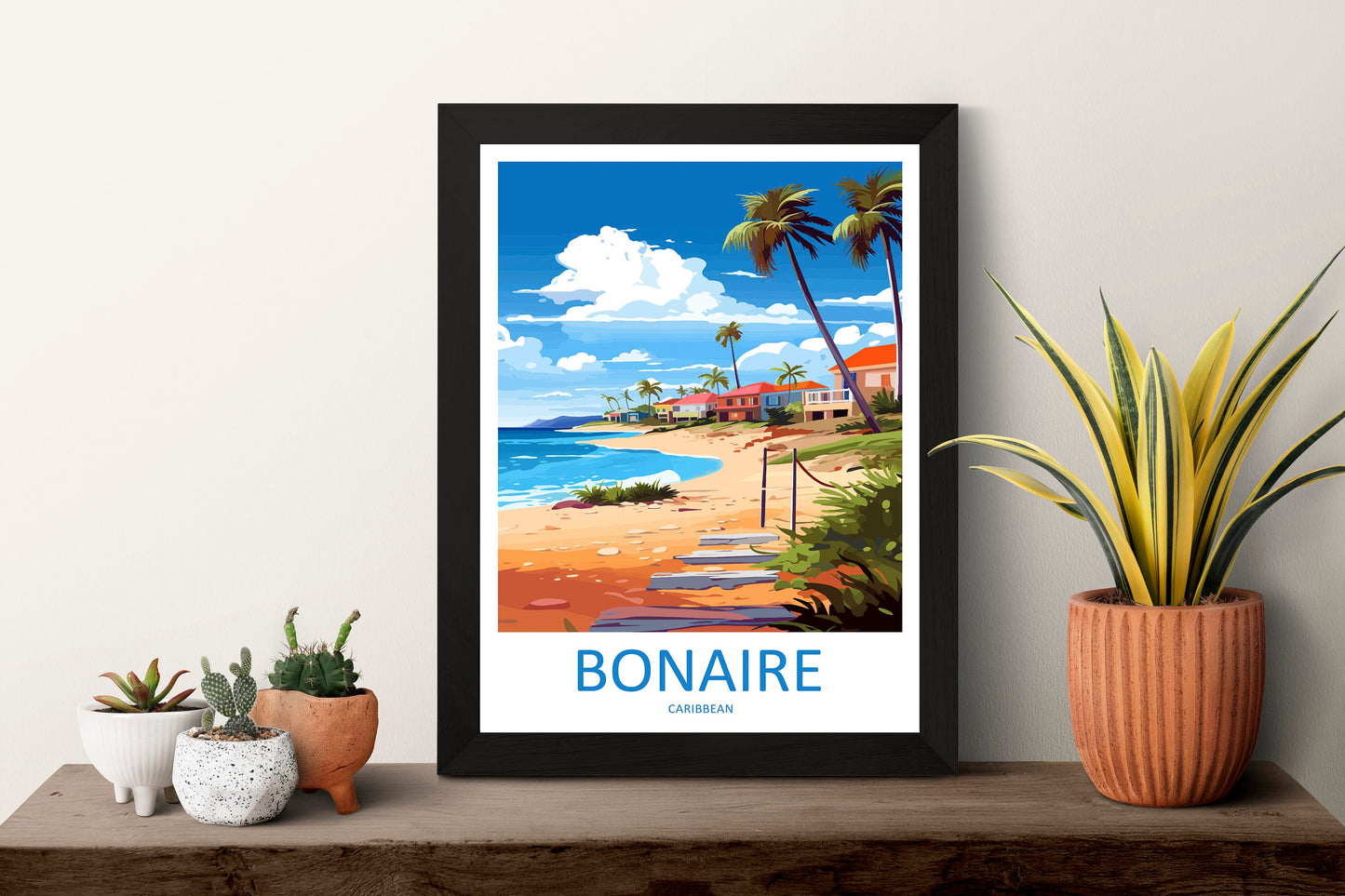 Bonaire Travel Print Wall Art Bonaire Wall Hanging Home Décor Bonaire Gift Art Lovers Wall Art Caribbean Travel Print Poster