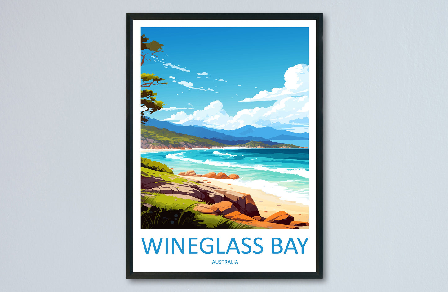 Wineglass Bay Travel Print Wall Art Wineglass Bay Wall Hanging Home Décor Wineglass Bay Gift Art Lovers Wall Art Australia Poster Deco Gift