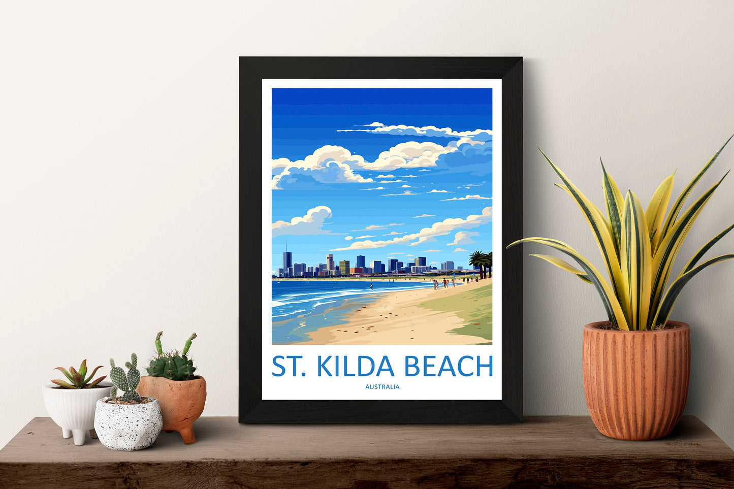 St Kilda Beach Travel Print Wall Art St Kilda Beach Wall Hanging Home Décor St Kilda Beach Gift Art Lovers Wall Art Australia Poster Deco