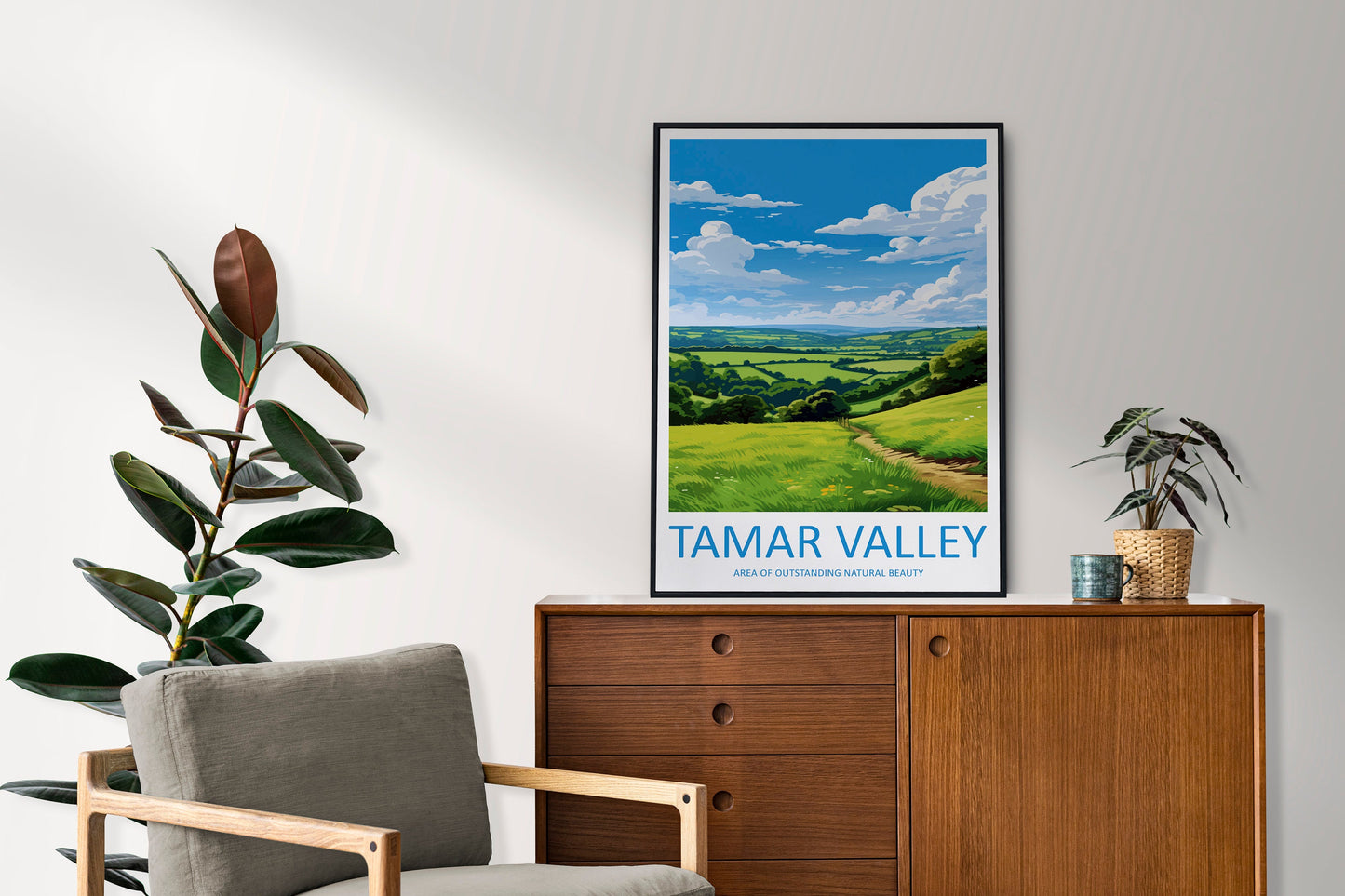 Tamar Valley Travel Print Wall Art Tamar Valley Wall Hanging Home Decor Tamar Valley Gift Art Lovers Wall Art AONB Wall Print AONB Print