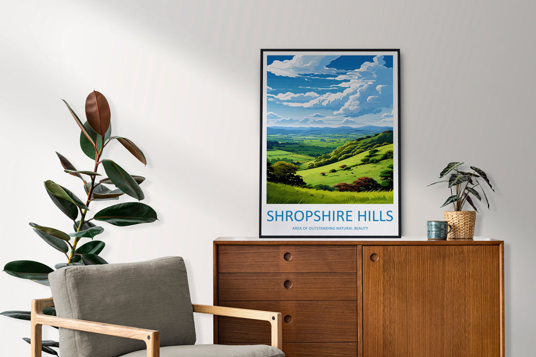 Shropshire Hills Travel Print Wall Art Shropshire Hills Wall Hanging Home Decor Shropshire Hills Gift Art Lovers Wall Art AONB Wall Print