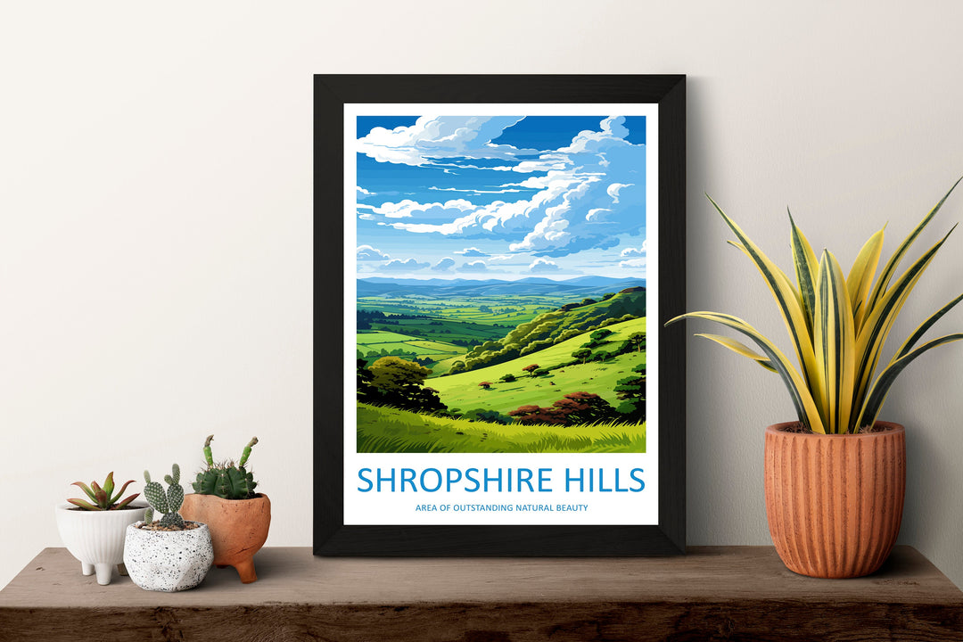 Shropshire Hills Travel Print Wall Art Shropshire Hills Wall Hanging Home Decor Shropshire Hills Gift Art Lovers Wall Art AONB Wall Print