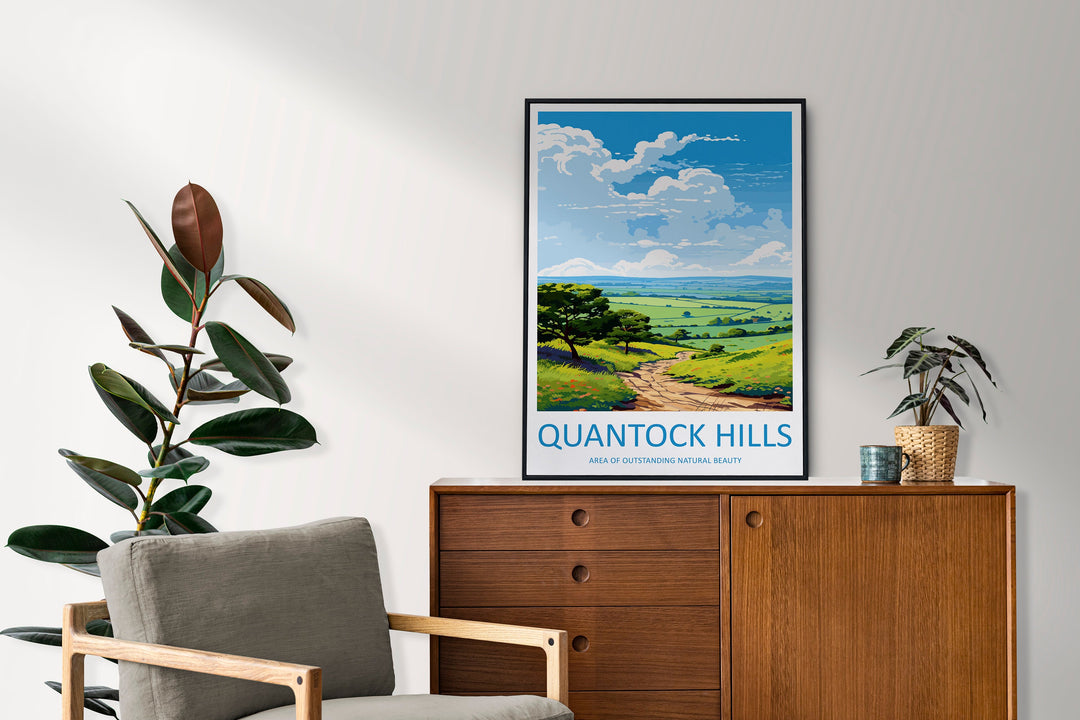 Quantock Hills Travel Print Wall Art Quantock Hills Wall Hanging Home Decor Quantock Hills Gift Art Lovers Wall Art AONB Wall Print