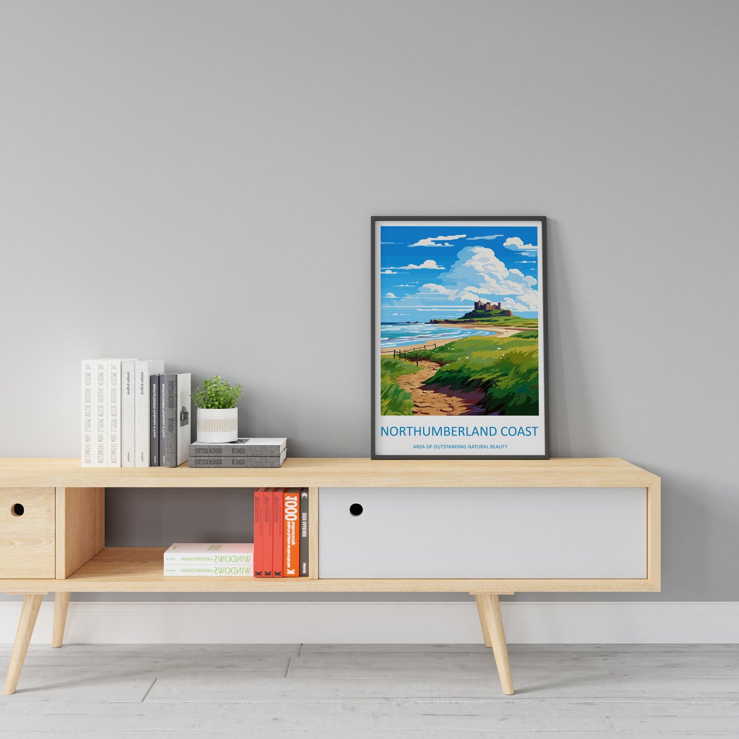 Northumberland Coast Travel Print Wall Art Northumberland Coast Wall Hanging Home Decor Northumberland Coast Gift Art Lovers Wall Art AONB
