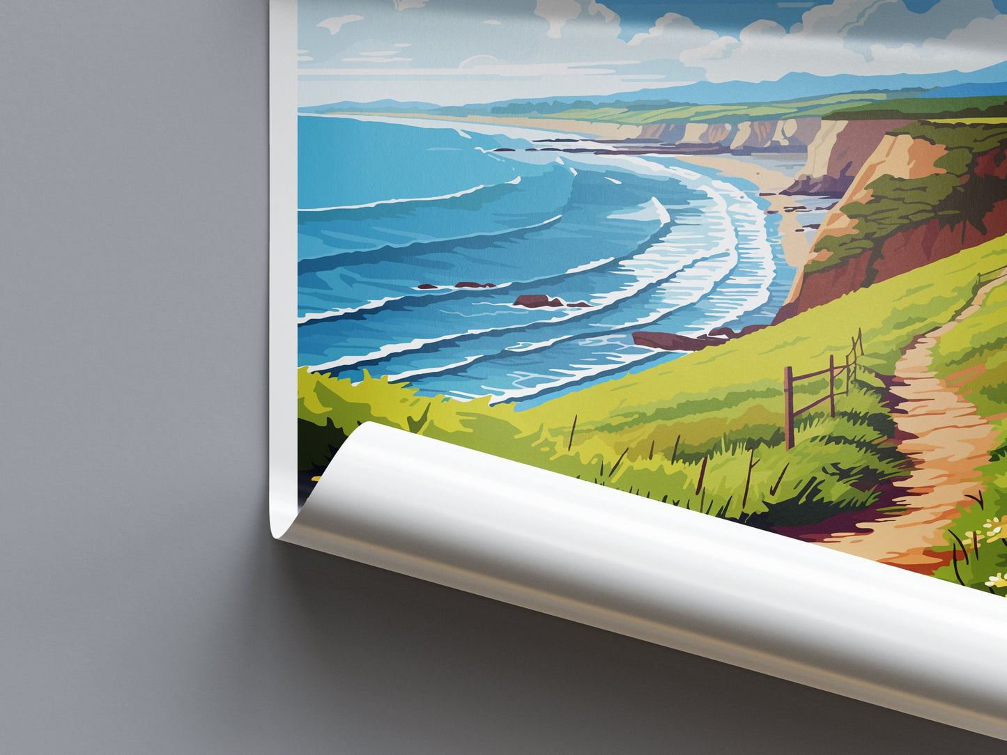 North Devon Travel Print Wall Art North Devon Wall Hanging Home Decor North Devon Gift Art Lovers Wall Art AONB Print Travel Poster