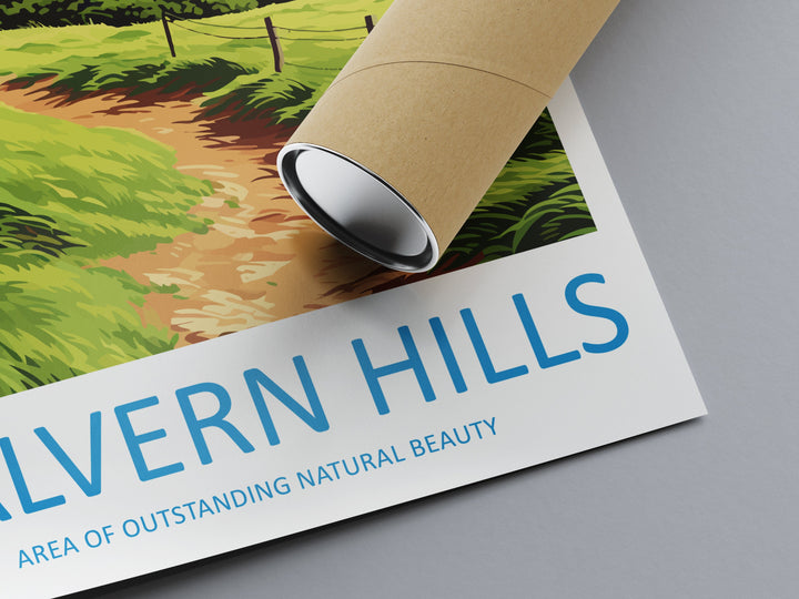 Malvern Hills Travel Print Wall Art Malvern Hills Wall Hanging Home Decor Malvern Hills Gift Art Lovers Wall Art AONB Print Travel Poster