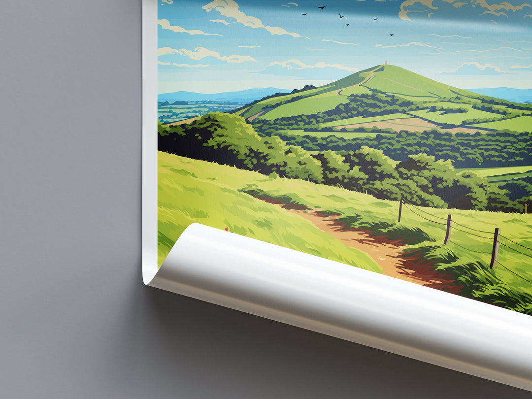 Malvern Hills Travel Print Wall Art Malvern Hills Wall Hanging Home Decor Malvern Hills Gift Art Lovers Wall Art AONB Print Travel Poster