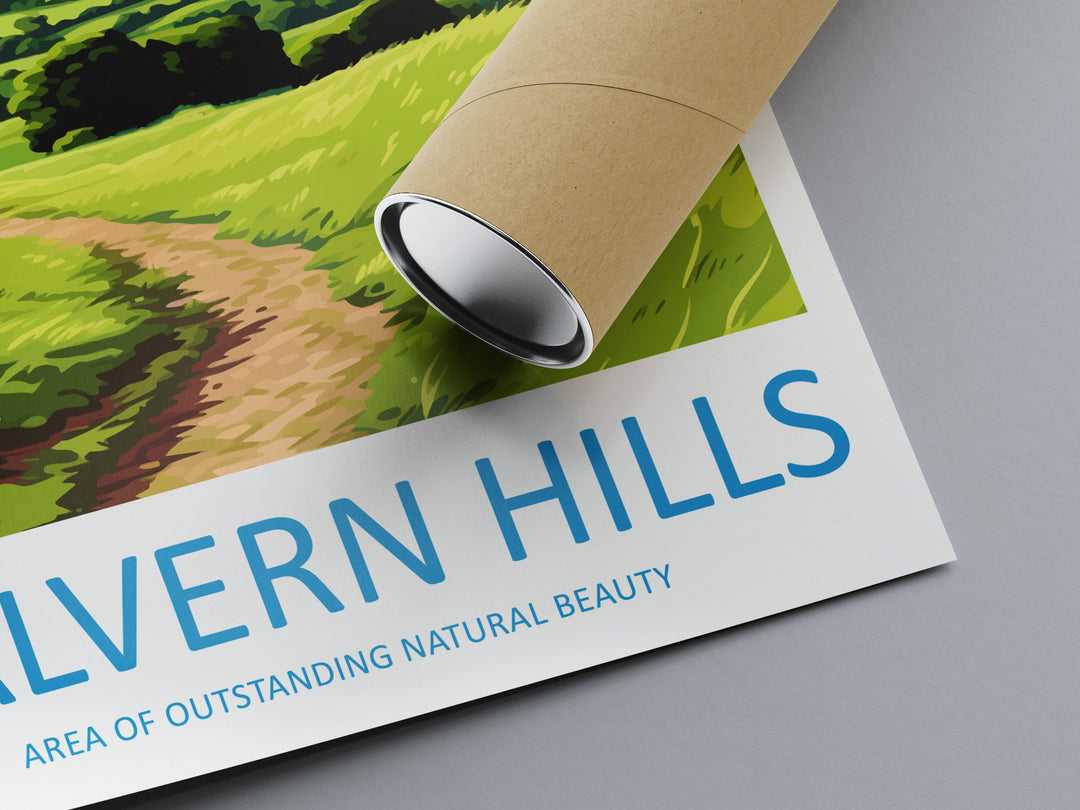 Malvern Hills Travel Print Wall Art Malvern Hills Wall Hanging Home Decor Malvern Hills Gift Art Lovers Wall Art AONB Print Travel Poster