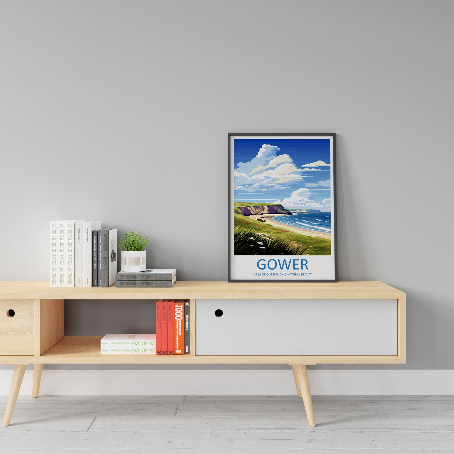 Gower Peninsula Travel Print Wall Art Gower Peninsula Wall Hanging Home Decor Gower Peninsula Gift Art Lovers Wall Art AONB Print