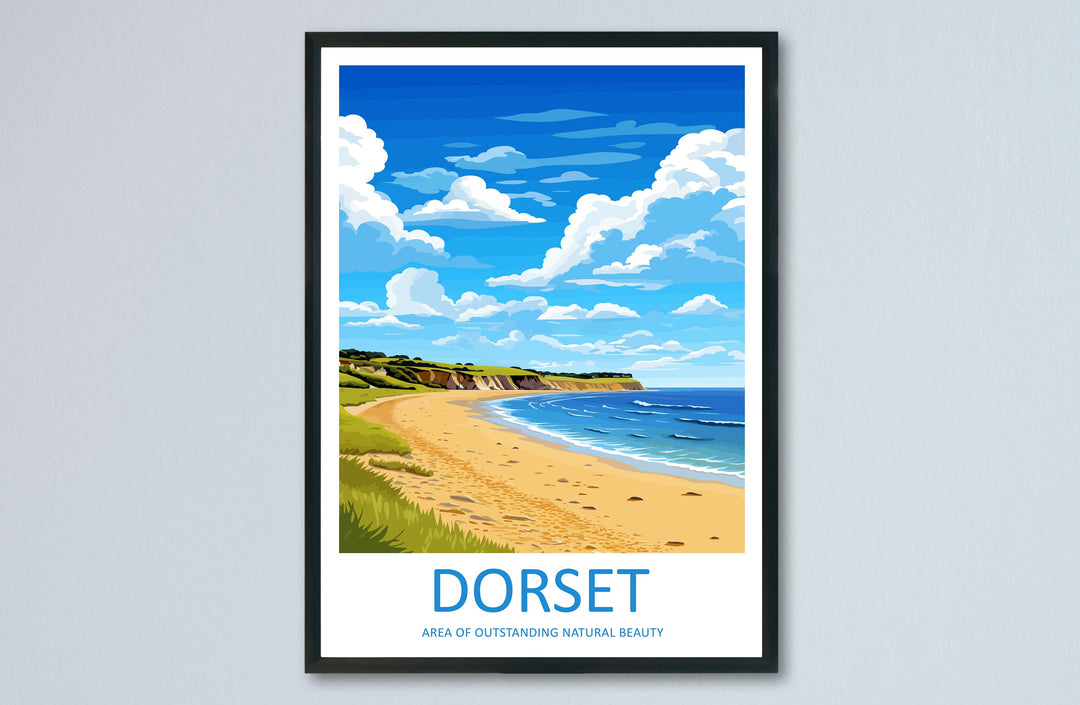 Dorset Travel Print Wall Art Dorset Wall Hanging Home Decor Dorset Gift Art Lovers Wall Art AONB Print