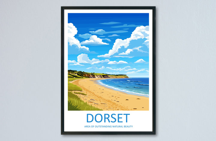 Dorset Travel Print Wall Art Dorset Wall Hanging Home Decor Dorset Gift Art Lovers Wall Art AONB Print