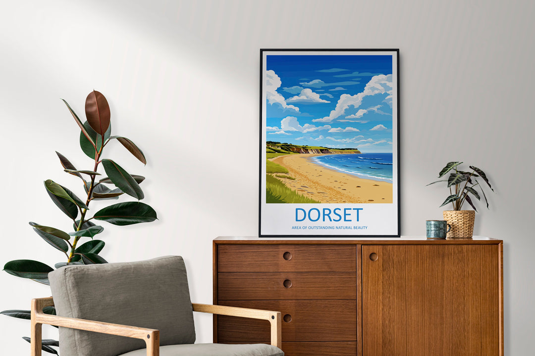 Dorset Travel Print Wall Art Dorset Wall Hanging Home Decor Dorset Gift Art Lovers Wall Art AONB Print