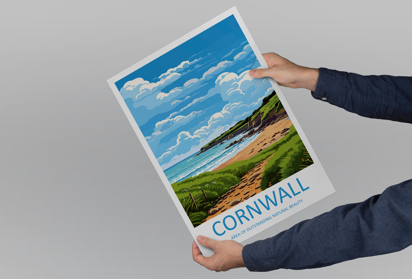 Cornwall Travel Print Wall Art Cornwall Wall Hanging Home Decor Cornwall Gift Art Lovers Wall Art AONB Print