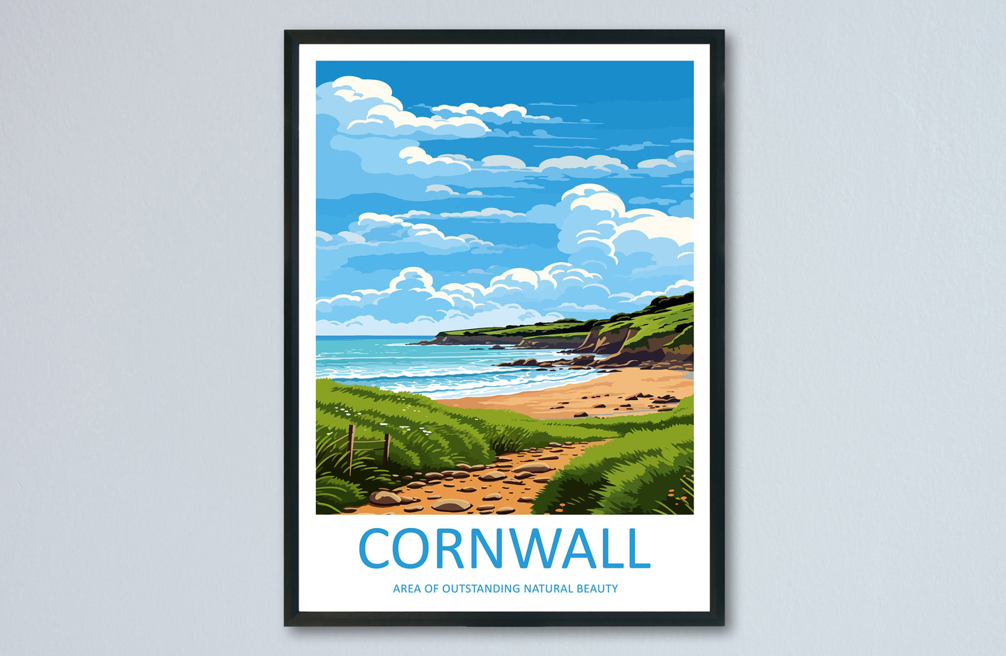 Cornwall Travel Print Wall Art Cornwall Wall Hanging Home Decor Cornwall Gift Art Lovers Wall Art AONB Print