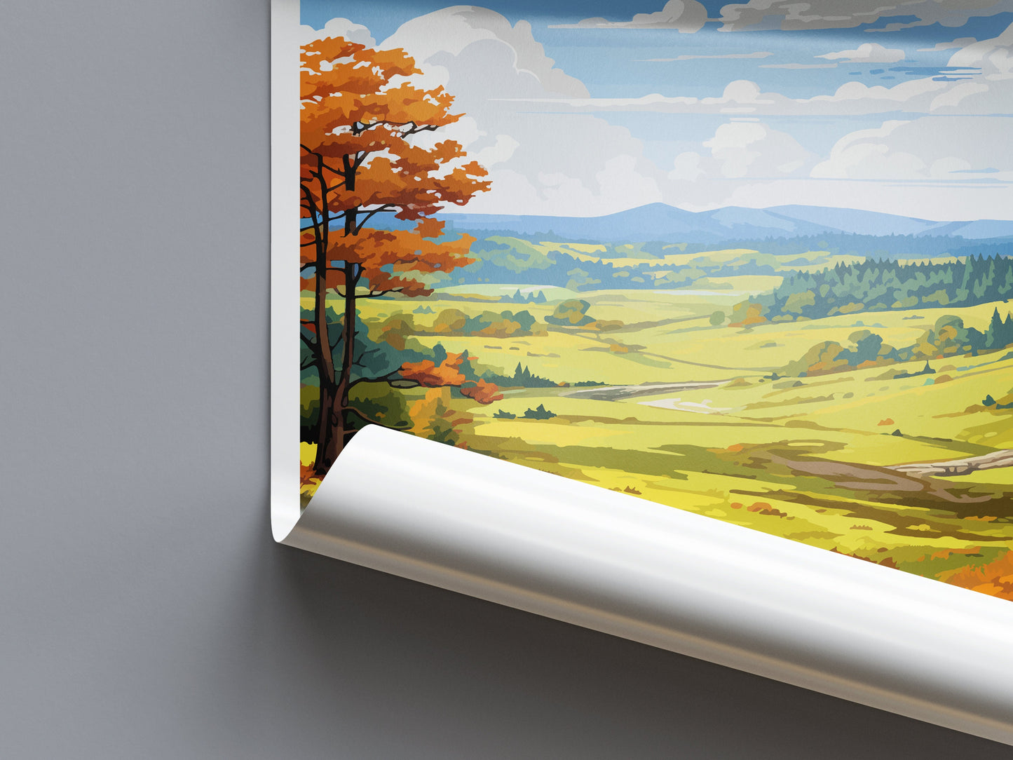 Clwydian Range and Dee Valley Travel Print Wall Art Clwydian Range and Dee Valley Wall Hanging Home Decor Clwydian Range and Dee Valley AONB