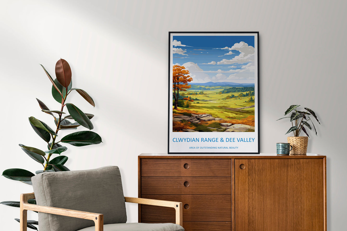 Clwydian Range and Dee Valley Travel Print Wall Art Clwydian Range and Dee Valley Wall Hanging Home Decor Clwydian Range and Dee Valley AONB