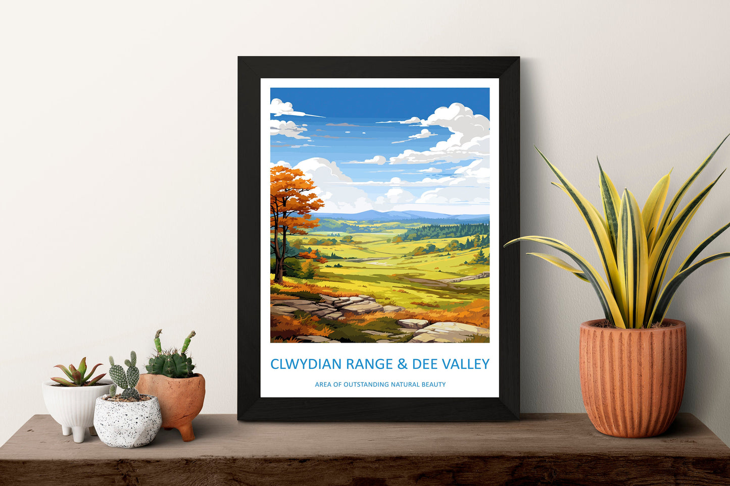 Clwydian Range and Dee Valley Travel Print Wall Art Clwydian Range and Dee Valley Wall Hanging Home Decor Clwydian Range and Dee Valley AONB