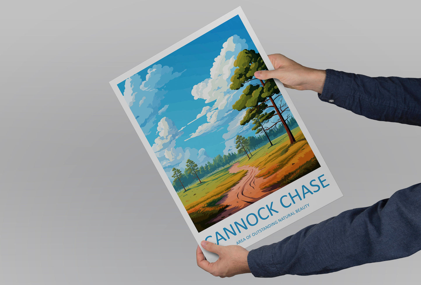 Cannock Chase Travel Print Wall Art Cannock Chase Wall Hanging Home Decor Cannock Chase Gift Art Lovers Wall Art AONB Print