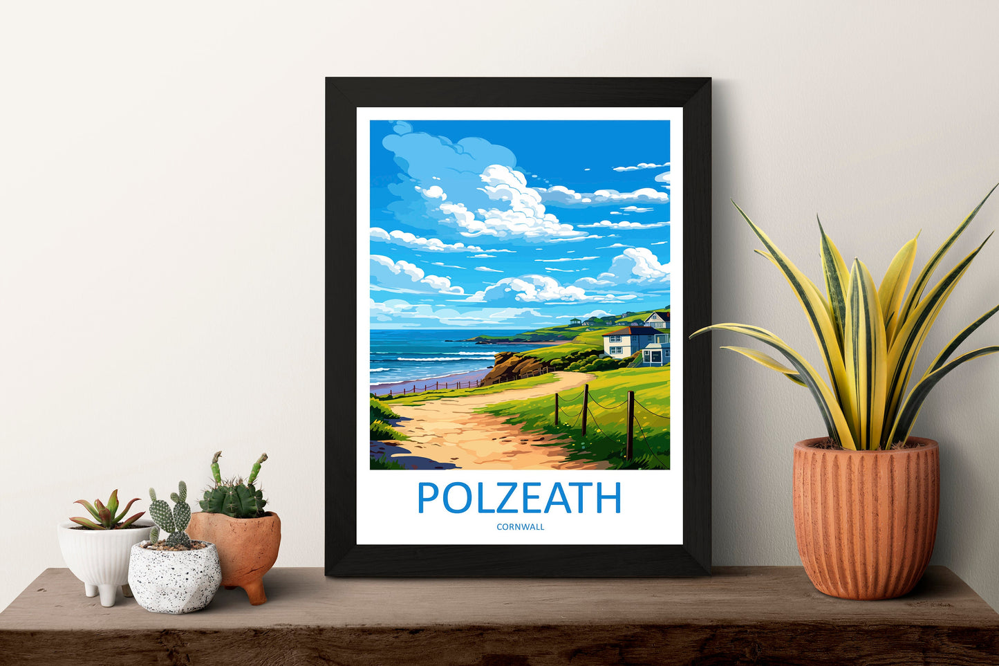 Polzeath Travel Print Wall Art Polzeath Wall Hanging Home Décor Polzeath Gift Art Lovers Cornwall Art Polzeath Gift