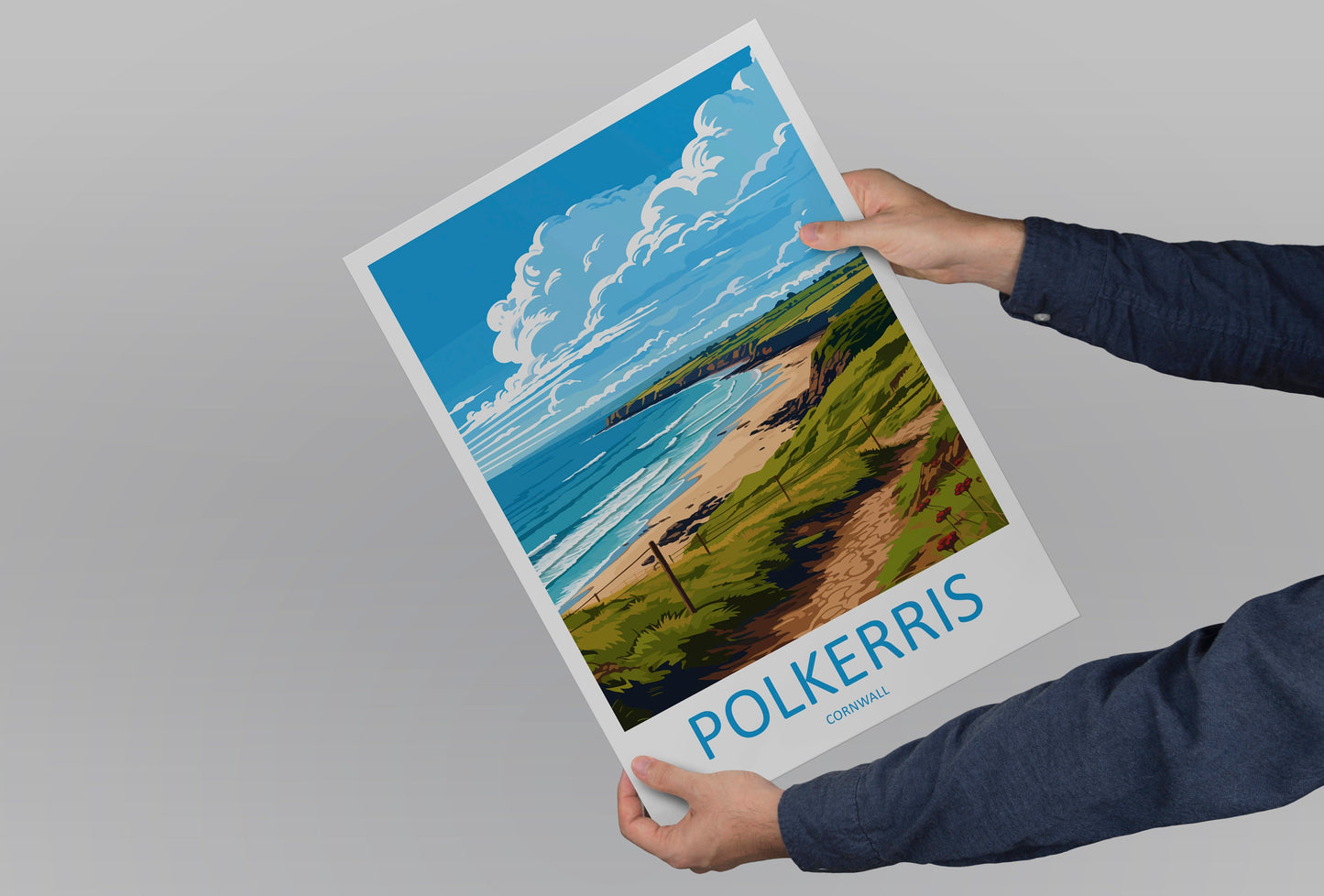 Polkerris Travel Print Wall Art Polkerris Wall Hanging Home Décor Polkerris Gift Art Lovers Cornwall Art Polkerris Gift