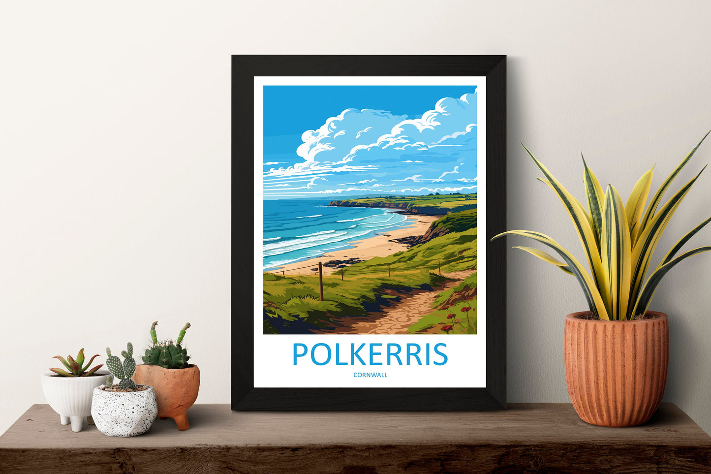Polkerris Travel Print Wall Art Polkerris Wall Hanging Home Décor Polkerris Gift Art Lovers Cornwall Art Polkerris Gift