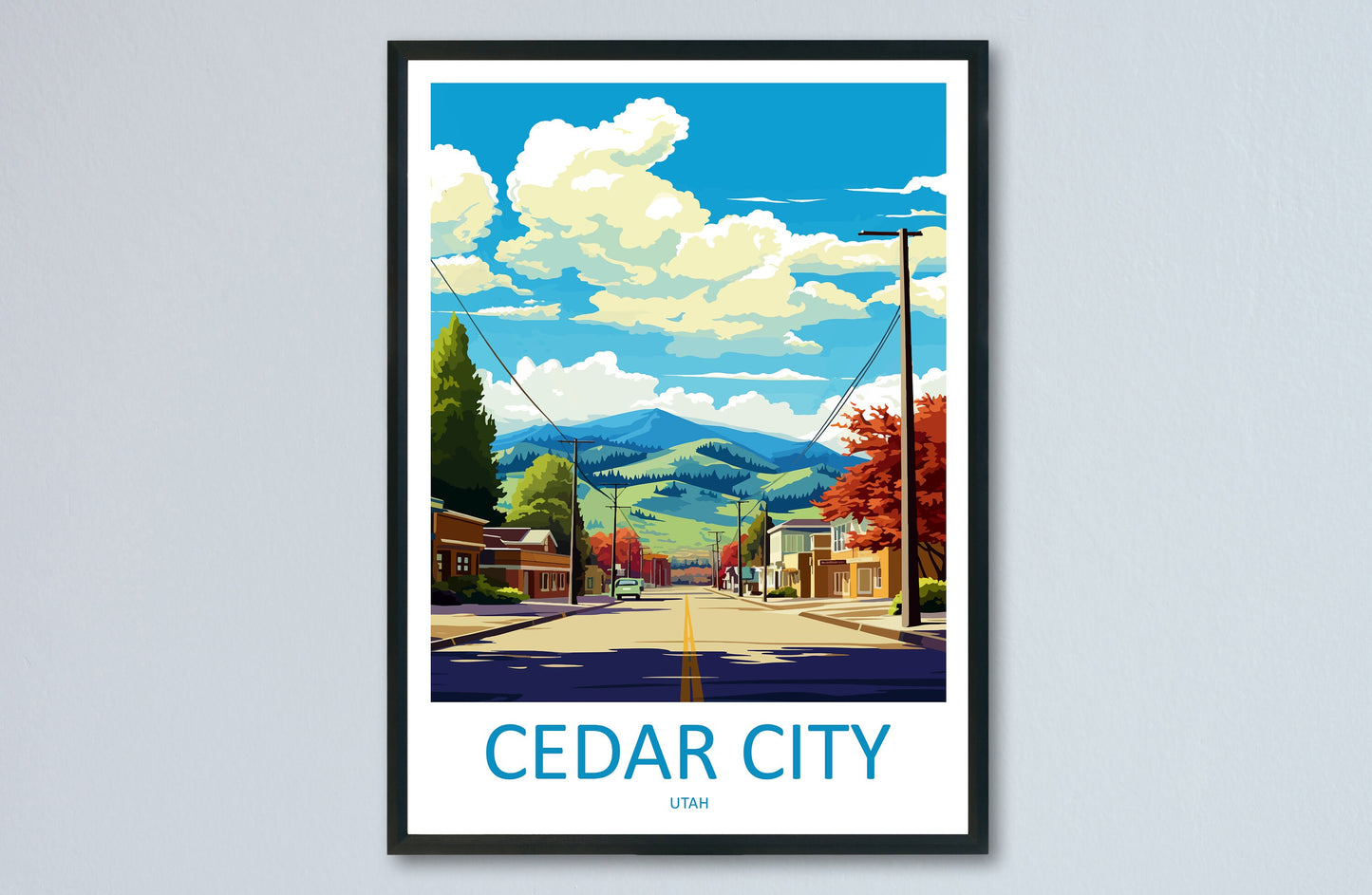 Cedar City Travel Print Wall Art Cedar City Wall Hanging Home Décor Cedar City Art Lovers Utah Art Lover Gift