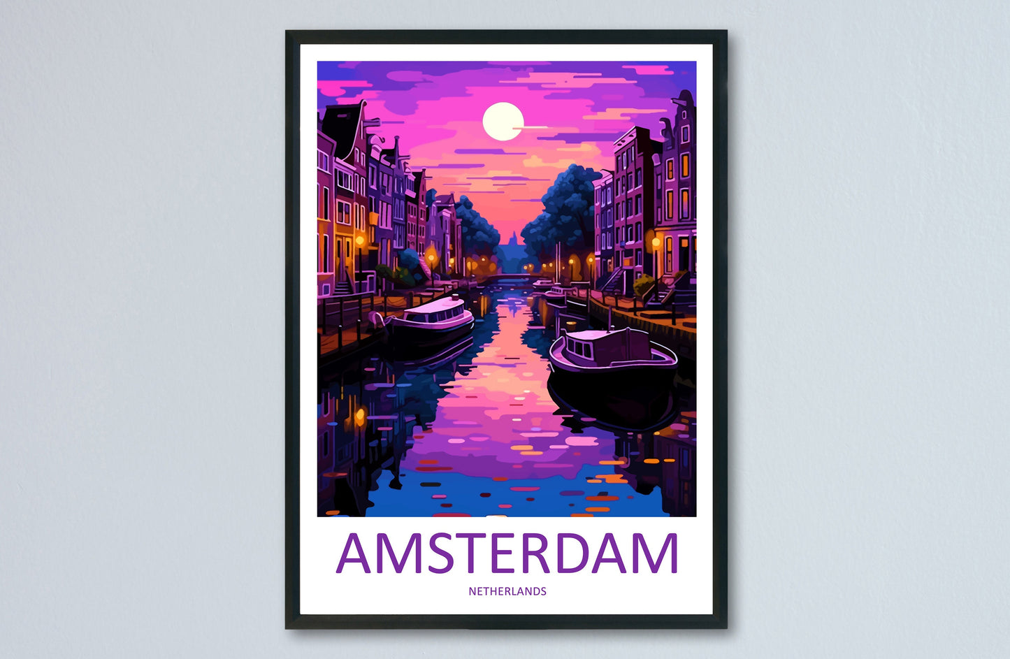 Amsterdam Travel Print Wall Art Amsterdam Wall Hanging Home Décor Amsterdam Gift Art Lovers Netherlands Art Lover Gift Amsterdam Decor