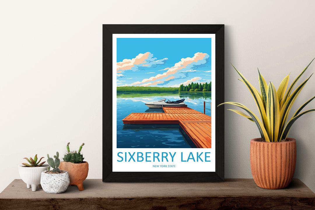 Sixberry Lake Travel Print Wall Art Sixberry Lake Wall Hanging Home Décor Sixberry Lake Gift Art Lovers New York State Art Gift