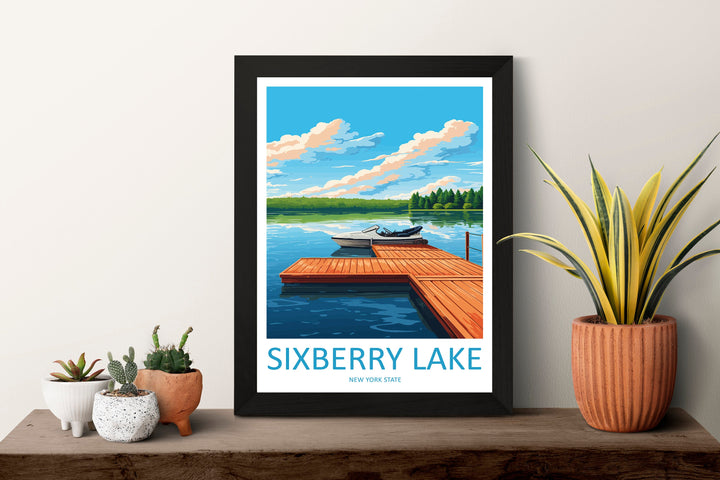 Sixberry Lake Travel Print Wall Art Sixberry Lake Wall Hanging Home Décor Sixberry Lake Gift Art Lovers New York State Art Gift