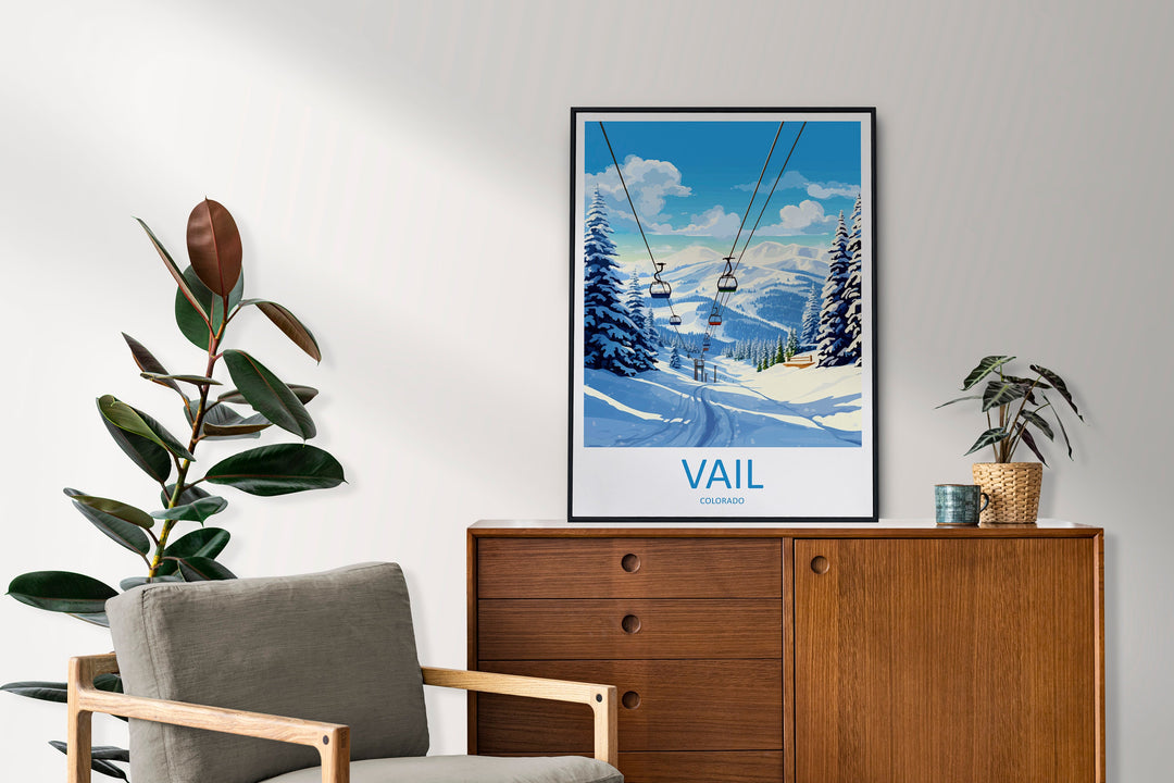 Vail Ski Resort Travel Print Wall Art Vail Ski Resort Wall Hanging Home Décor Vail Gift Art Lovers Ski Art Lover Gift Vail Print Skiing