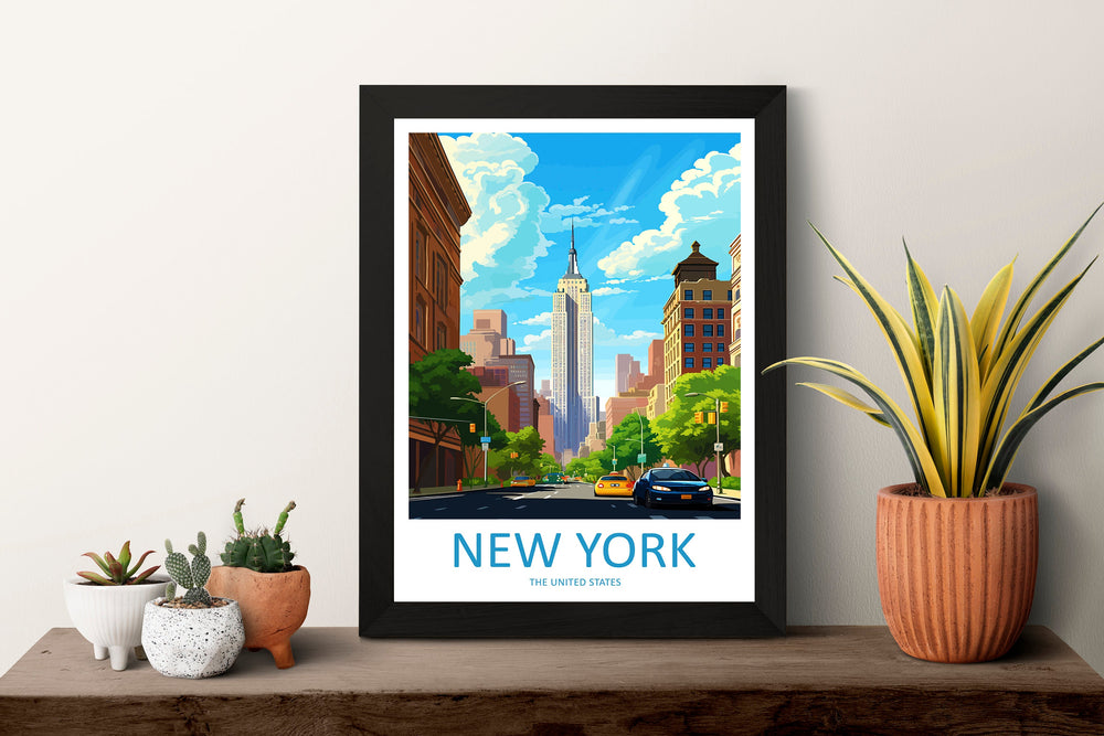 New York Travel Print Wall Art New York Wall Hanging Home Décor New York Gift Art Lovers New York State Art Gift Lover Print