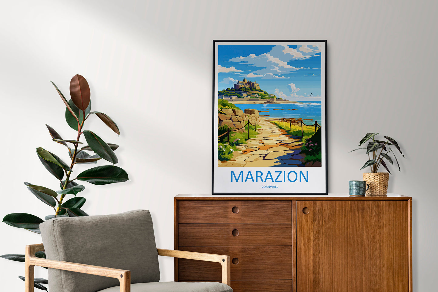 Marazion Travel Print Wall Art Marazion Wall Hanging Home Décor Marazion Gift Art Lovers Cornwall Art Marazion Wall Art
