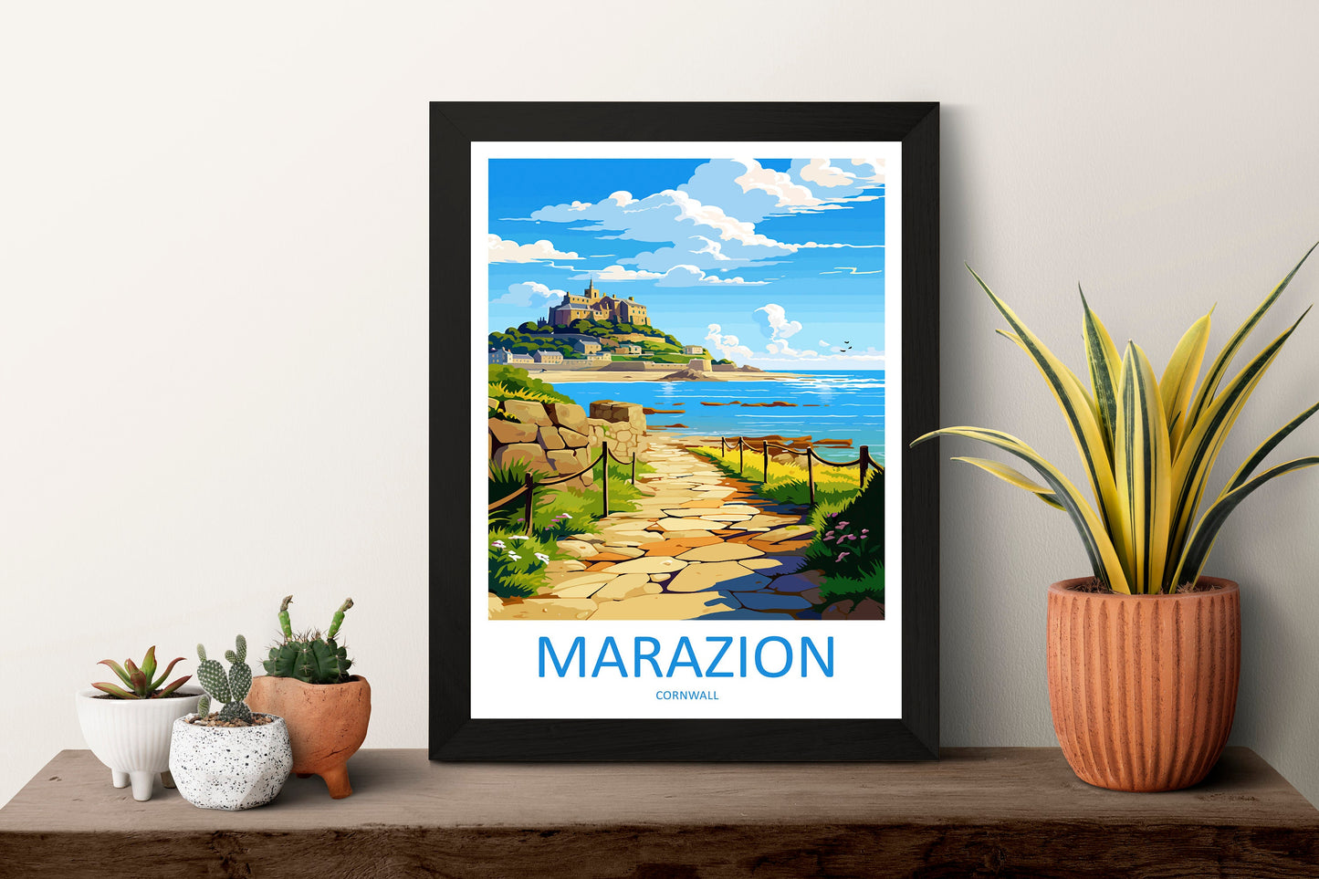Marazion Travel Print Wall Art Marazion Wall Hanging Home Décor Marazion Gift Art Lovers Cornwall Art Marazion Wall Art