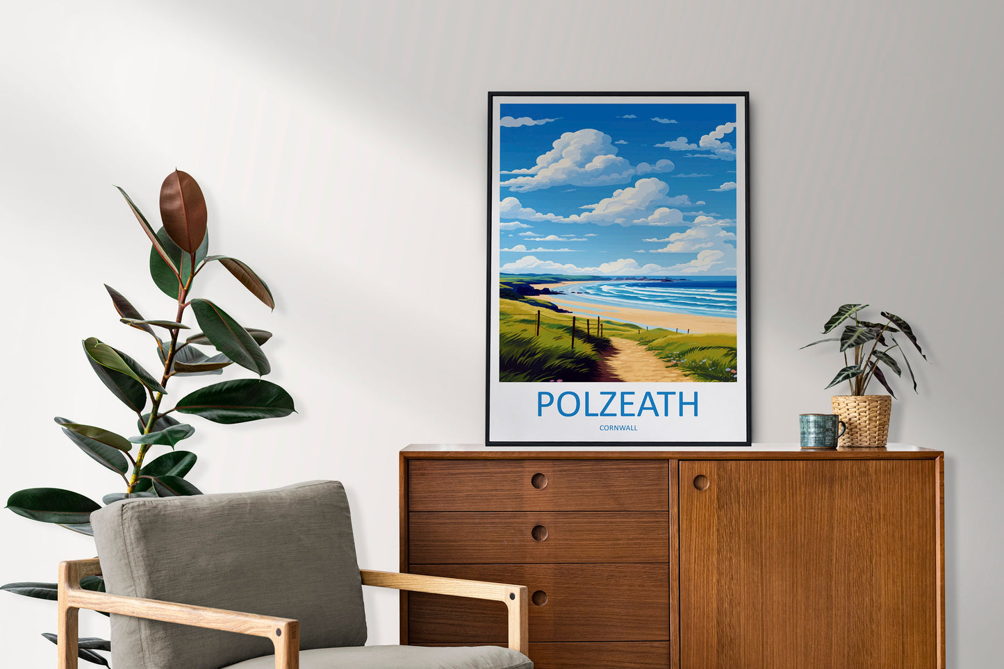 Polzeath Travel Print Wall Art Polzeath Wall Hanging Home Décor Polzeath Gift Art Lovers Cornwall Art Polzeath Wall Art Poster