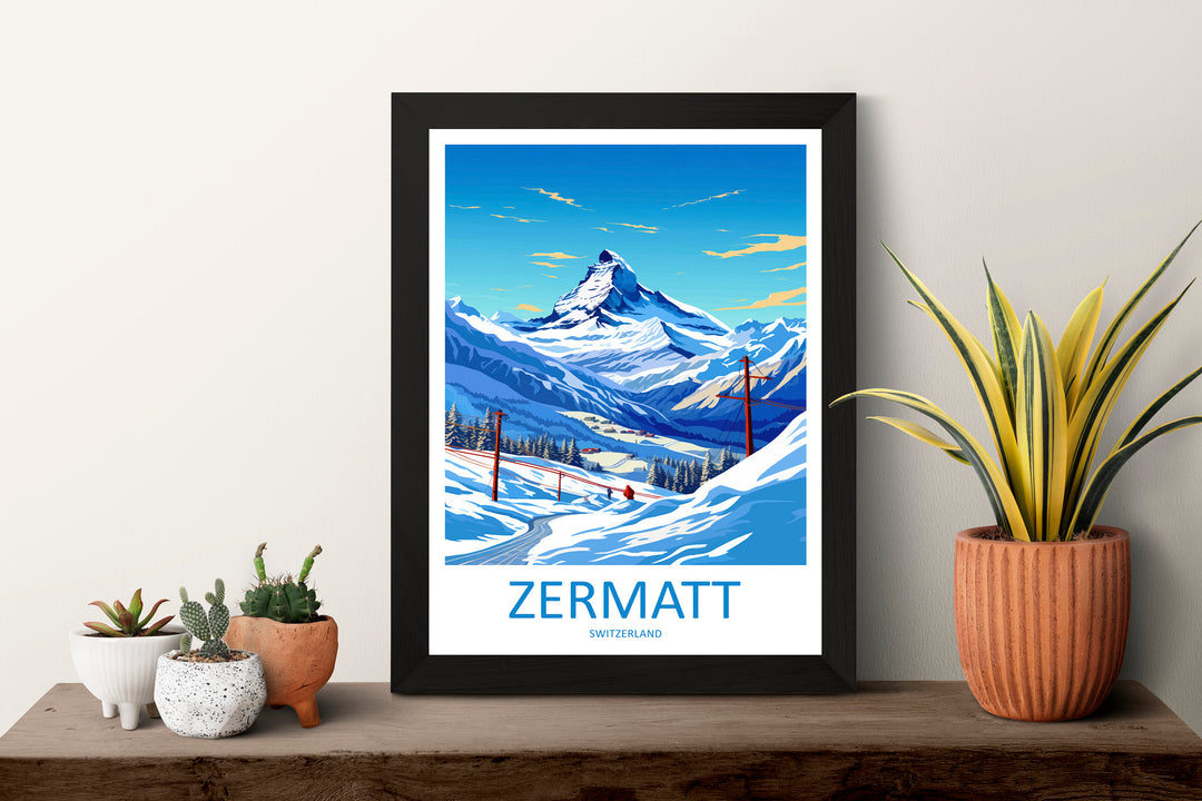 Zermatt Travel Print Wall Art Zermatt Wall Hanging Home Décor Zermatt Gift Art Lovers Ski Art Lover Gift Zermatt Print Skiing Zermatt Art