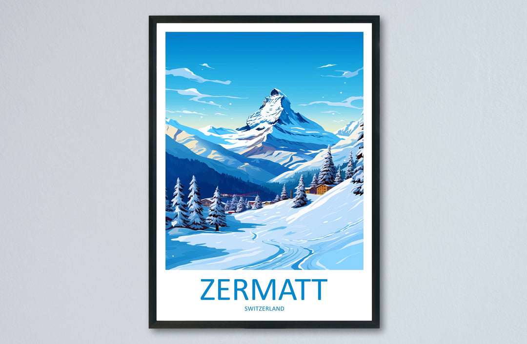 Zermatt Travel Print Wall Art Zermatt Wall Hanging Home Décor Zermatt Gift Art Lovers Ski Art Lover Gift Zermatt Print Skiing Zermatt Art